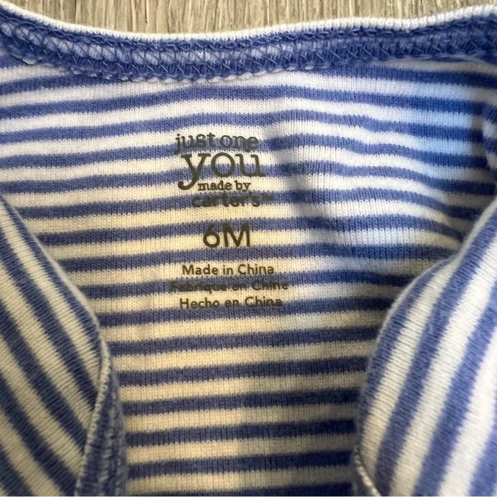 CARTERS SHORT SLEEVE EASTER BODYSUIT BLUE WHITE STRIPE 6MO